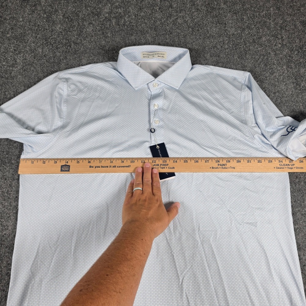 Holderness & Bourne Hanover Polo Shirt Mens XL Vista Blue Micro Print Logo NWT - Picture 5 of 10